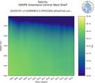Time series of ISMIP6 Greenland Central West Shelf Salinity vs depth